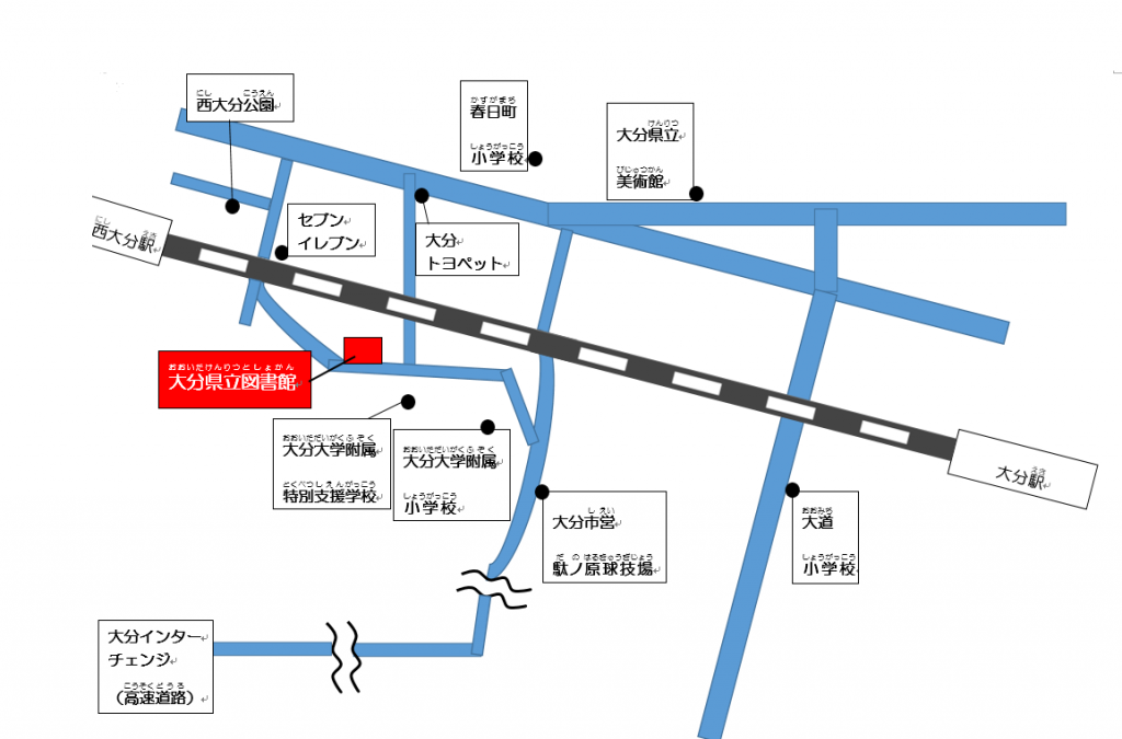 県立図書館までの地図