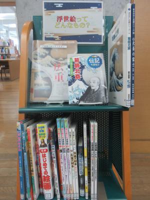 子ども室ミニ展示「浮世絵ってどんなもの？ 」の展示写真